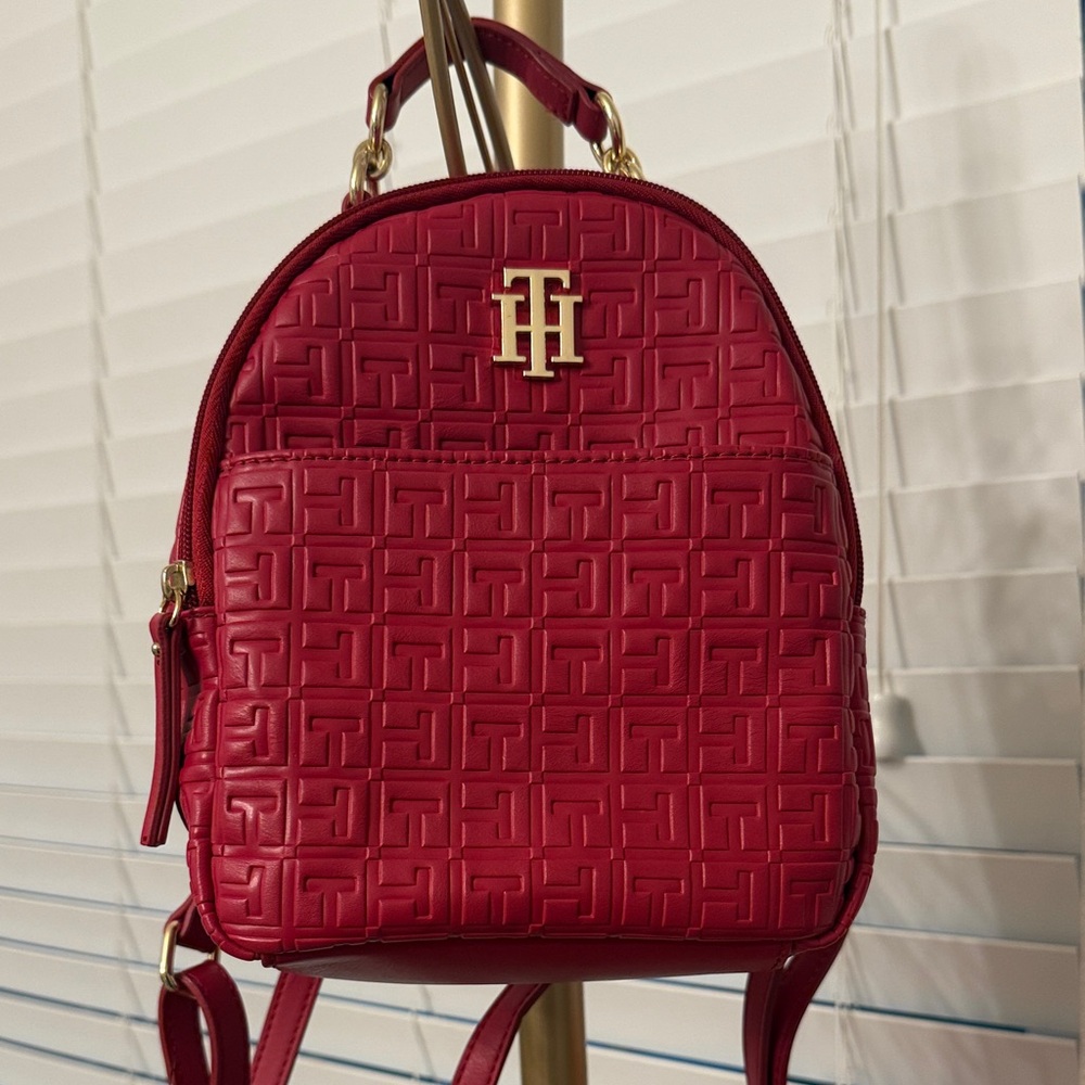 Tommy Hilfiger Embossed Red Backpack